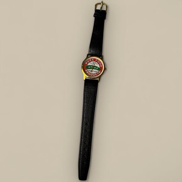 Vintage Heinz Ketchup Wristwatch HTF Excellent Condition Pickle Black Leather - Picture 2 of 4